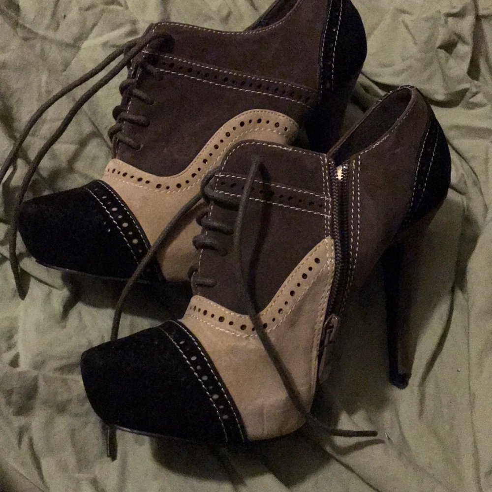 Color block platform bootie